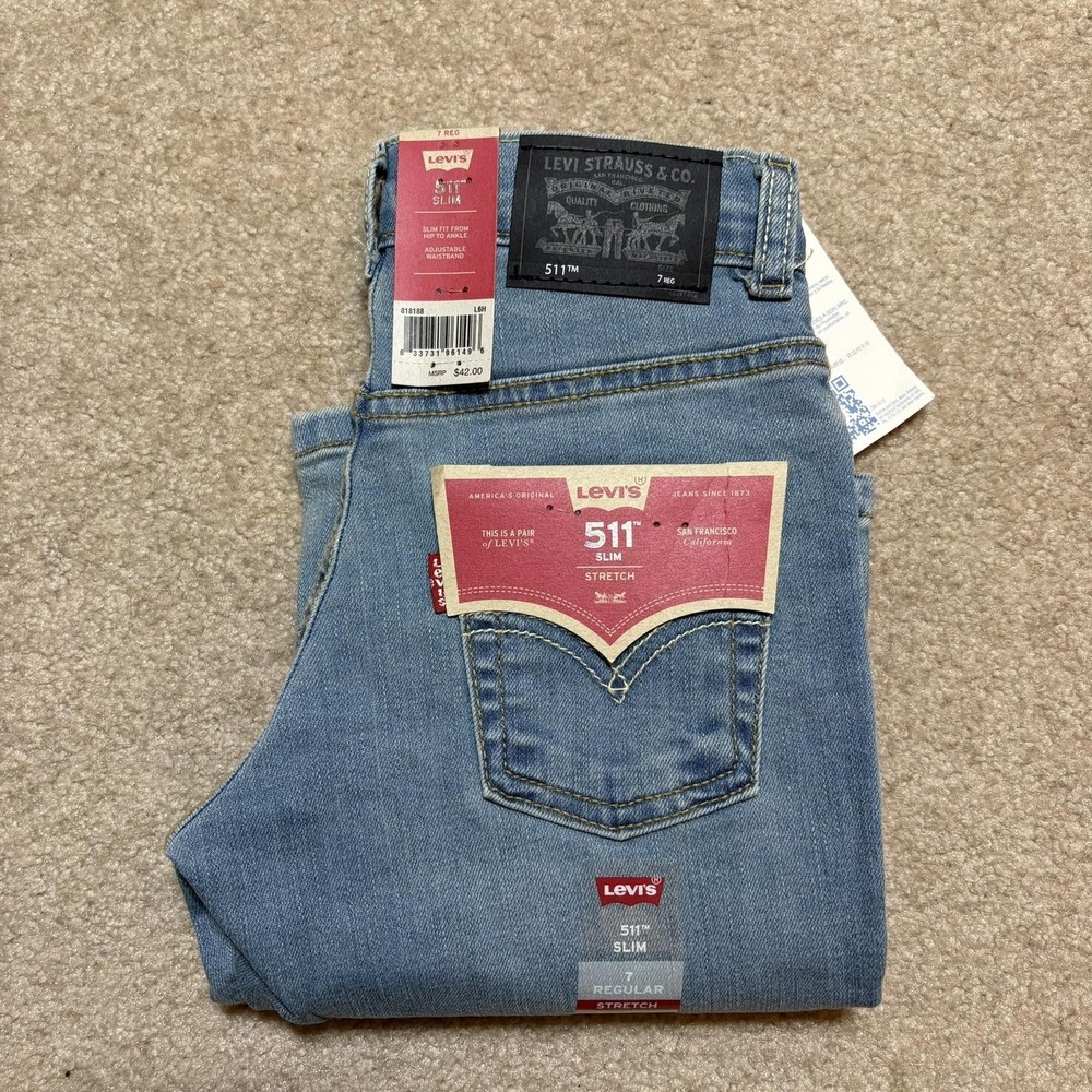 Levi's 511 Jeans Boys 7 Regular Blue‎ Slim Stretch Performance Sorbtek Repreve